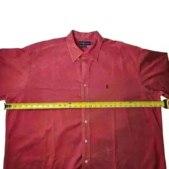 VTG Polo Ralph Lauren Mens Blake Red Faded Dress Shirt Long Sleeve Button Up XXL - Picture 4 of 8